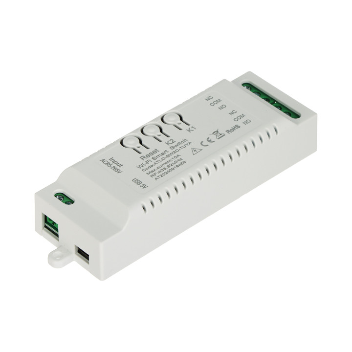 ATLO ATLO-SW2C-TUYA Smart Wi-Fi Wall Switch 2-Gang, Tuya Compatible, Voice Control