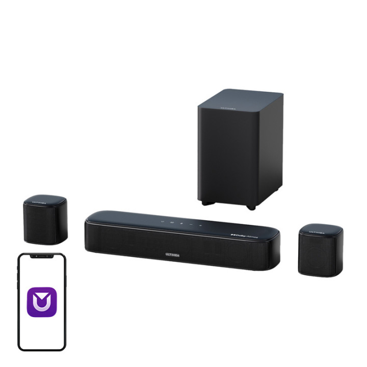Ultimea Aura A50 Pro Soundbar 5.1 with Dolby Atmos, Bluetooth 5.3, HDMI eARC, Wired Subwoofer