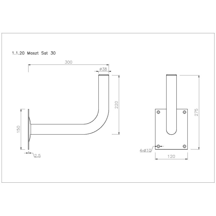 Brand UCHWYT-G30 Wall-Mounted Antenna Bracket 30 cm for Smart Lighting