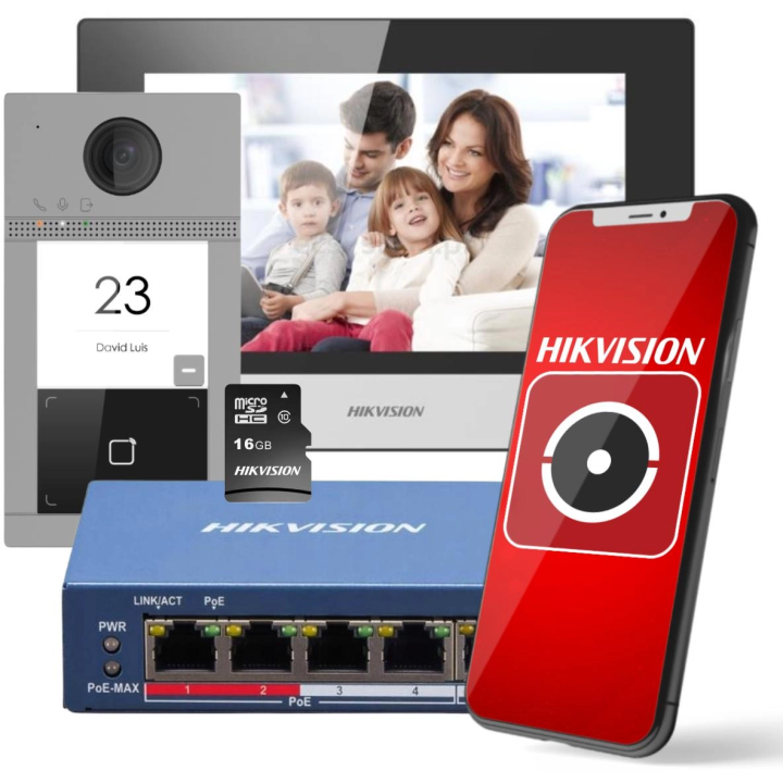 Hikvision DS-KIS604-S(C) Zestaw wideodomofonowy IP z PoE i dwukierunkowym dźwiękiem