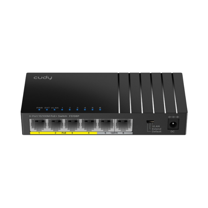 SWITCH POE FS106P 4 PRIEVADŲ + 2X UPLINK CUDY