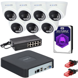 VidiLine ZES-14D-6110-7 Kit de vigilancia de 7 cámaras de 4 MP con conmutador PoE y disco duro de 2 TB