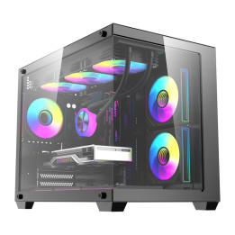 DarkFlash B275 PRO Schwarzes Mini-Tower-Computergehäuse + 6 Lüfter