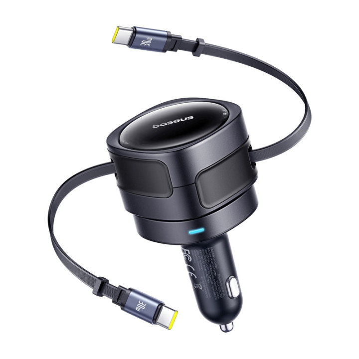 Baseus Enjoyment Max Cargador de Coche con Cables USB-C+USB-C 60W Negro