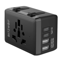 Дорожный адаптер Blitzwolf BW-TA1 4-в-1 2xUSB + C + PD 20 Вт