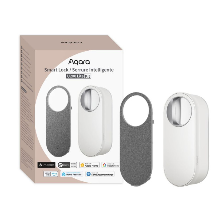 Aqara U200 LITE Smart Retrofit Door Lock, Matter Compatible, White - Wi-Fi/Zigbee/Z-Wave/Bluetooth/Thread
