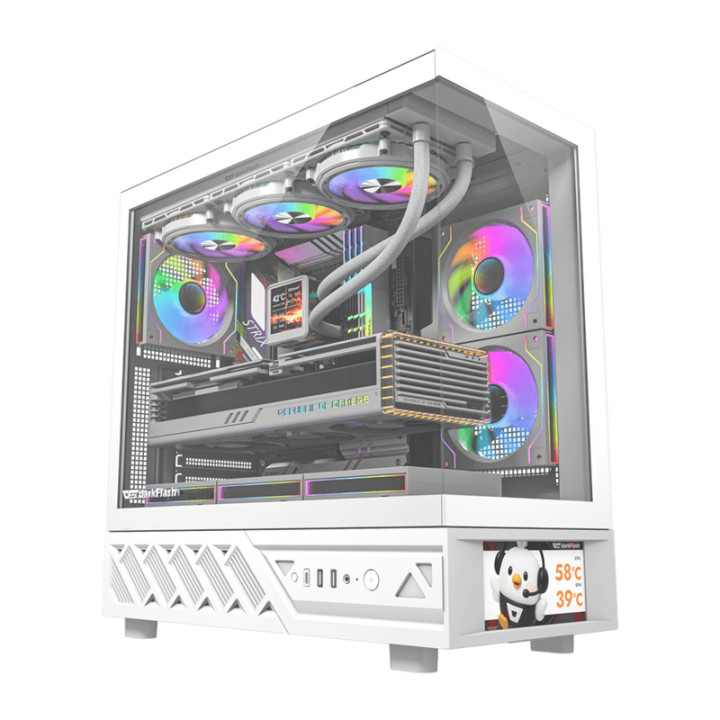 DarkFlash DS950 SCRN WHT +6F Weißes Computergehäuse mit Display und 6 Lüftern