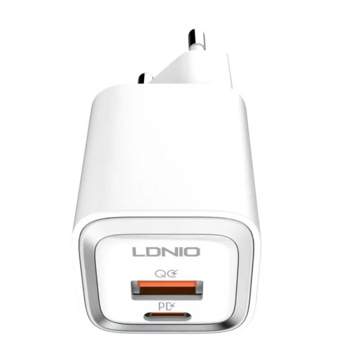 Зарядное устройство LDNIO A2318M USB, USB-C + USB-C — кабель Lightning