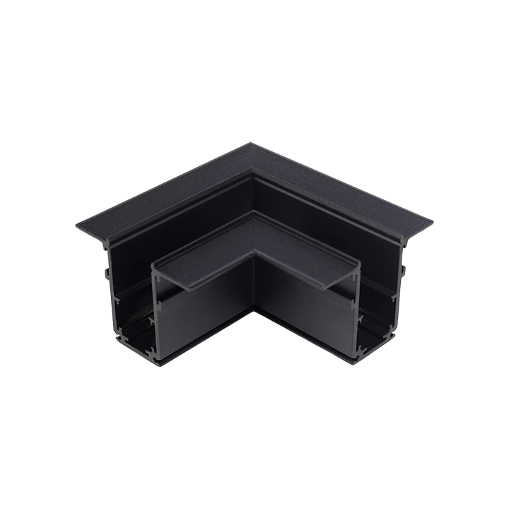 Horizontal Corner Connector for Plaster-In Magnetic Track, Black