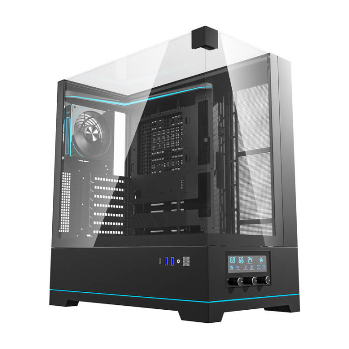 Darkflash DY450 PRO Schwarzes Computergehäuse + 1 Lüfter