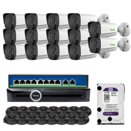 Tiandy FULL-COLOR-14X IP Surveillance Kit with 14 Bullet Cameras 4MP Color Maker
