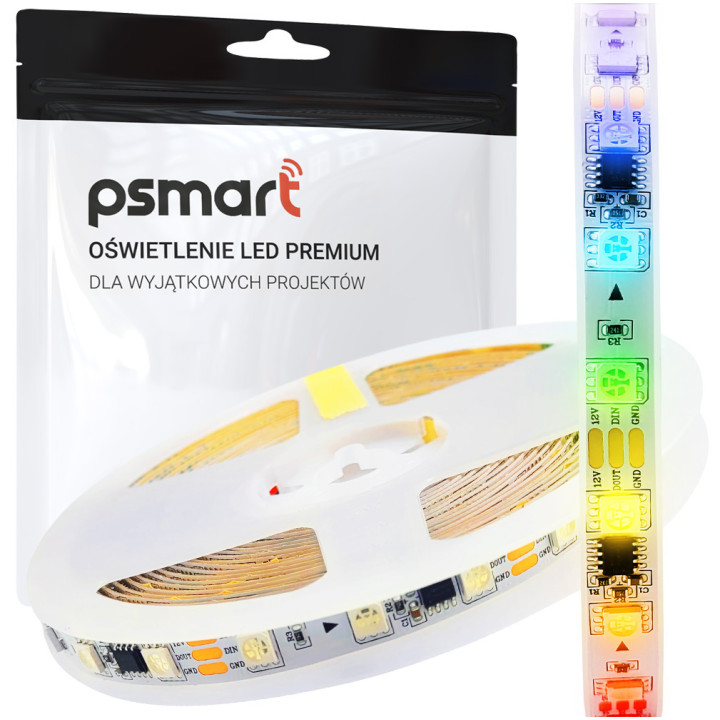 Psmart LED-Streifen 12V RGBIC 5050 IP20 10mm 60LED/m 5m
