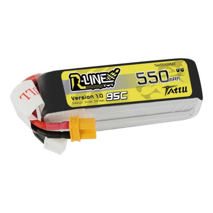 Tattu R-Line 550mAh 14.8V 95C 4S1P LiPo Battery TAA5504S95X3