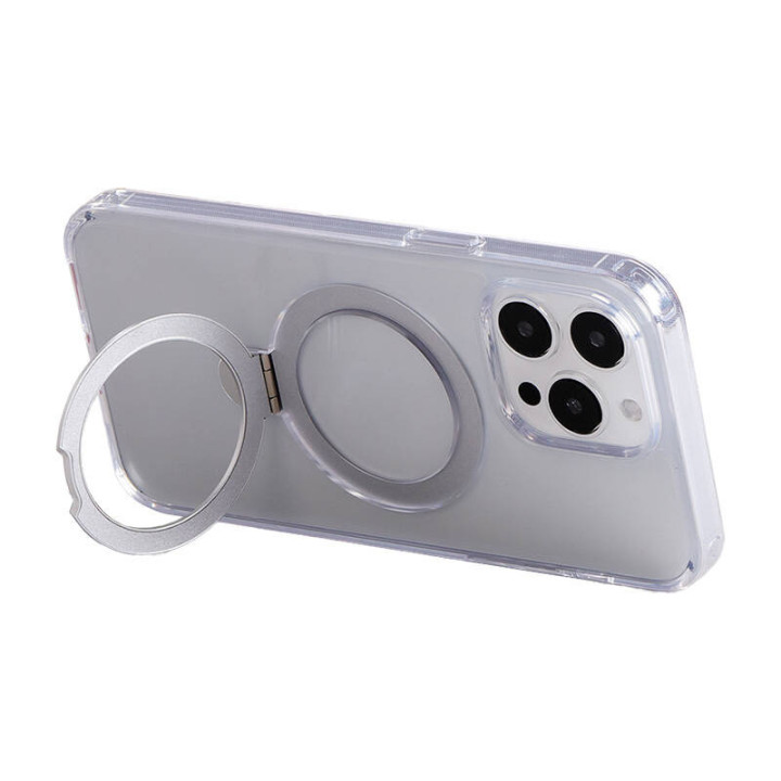 Joyroom JR-BP004 Funda protectora magnética para teléfono con soporte para iPhone 15 (Transparente)