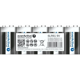 5x everActive Pro Alcalino 9V 550mAh 6LR61 6LF22 E-Block Batería industrial profesional 5pcs