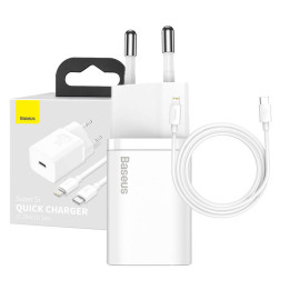 Baseus Super Si Quick Charger 1C 20W with USB-C to Lightning Cable 1m (White) TZCCSUP-B02