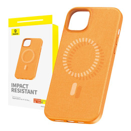 Funda magnética para teléfono Baseus Fauxther Series para iPhone 15 Plus (naranja) P60157305713-02