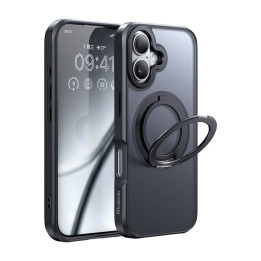 McDodo PC-4931 Funda MagSafe para iPhone 16 Plus con soporte (negro)