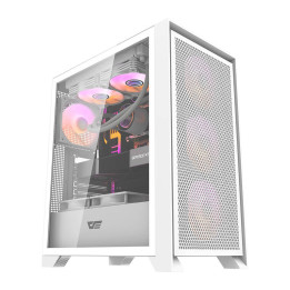 Caja de computadora darkFlash DRX70 MESH blanca de torre media + 4 ventiladores RGB
