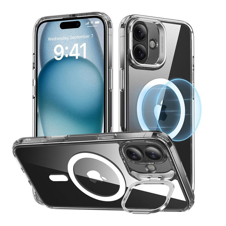 Estuche ESR Classic Hybrid (HaloLock) con soporte para iPhone 16 Plus (Transparente)