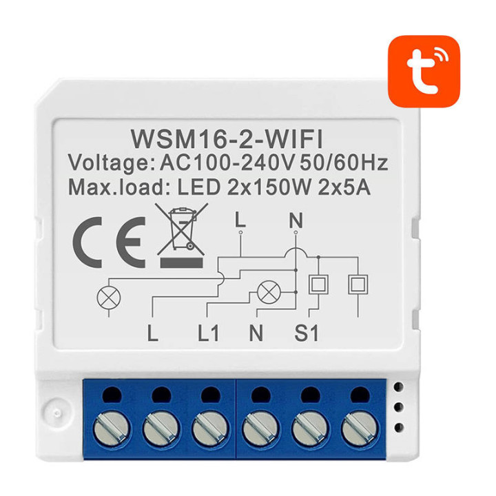 Avatto WSM16-W2 Smart WiFi Switch Module 2-Channel TUYA