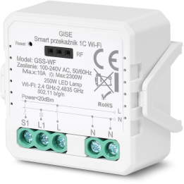 GISE Smart GSS-WF – одиночный релейный модуль Tuya Wi‑Fi