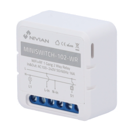 NIVIAN RETAIL NVS-MINISWITCH-102-WR Умный Wi-Fi релейный модуль 1 канал 10A 230V Белый