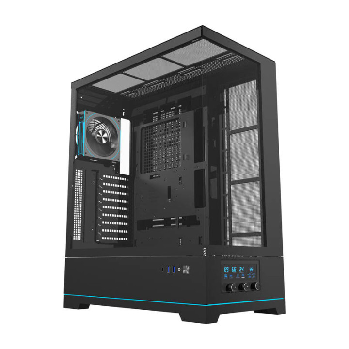 darkFlash DY451L PRO Schwarzes Big-Tower-Computergehäuse + 1 Lüfter