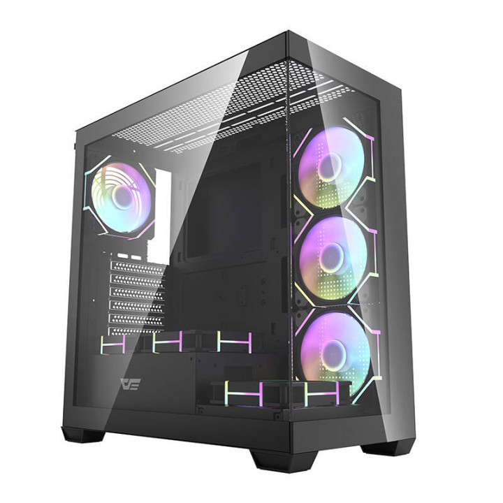 Caja de computadora darkFlash DS900 Mid Tower negra + 7 ventiladores ARGB