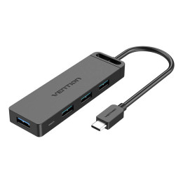 Хаб 5в1 с 4 портами USB 3.0 и кабелем USB-C Vention TGKBB 0,15м Черный