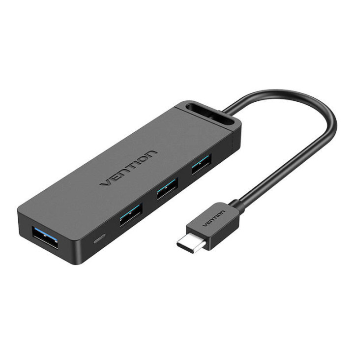 Хаб 5в1 с 4 портами USB 3.0 и кабелем USB-C Vention TGKBB 0,15м Черный