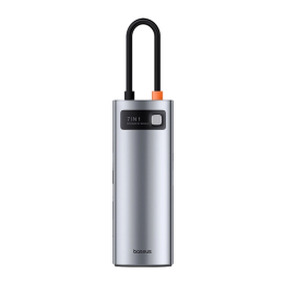 Концентратор 7-в-1 Baseus Gleam, USB-C — 1 разъем HDMI4K, 60 Гц + 3 разъема USB3.0 + 1 разъем PD + 1 разъем SD/TF (серый)