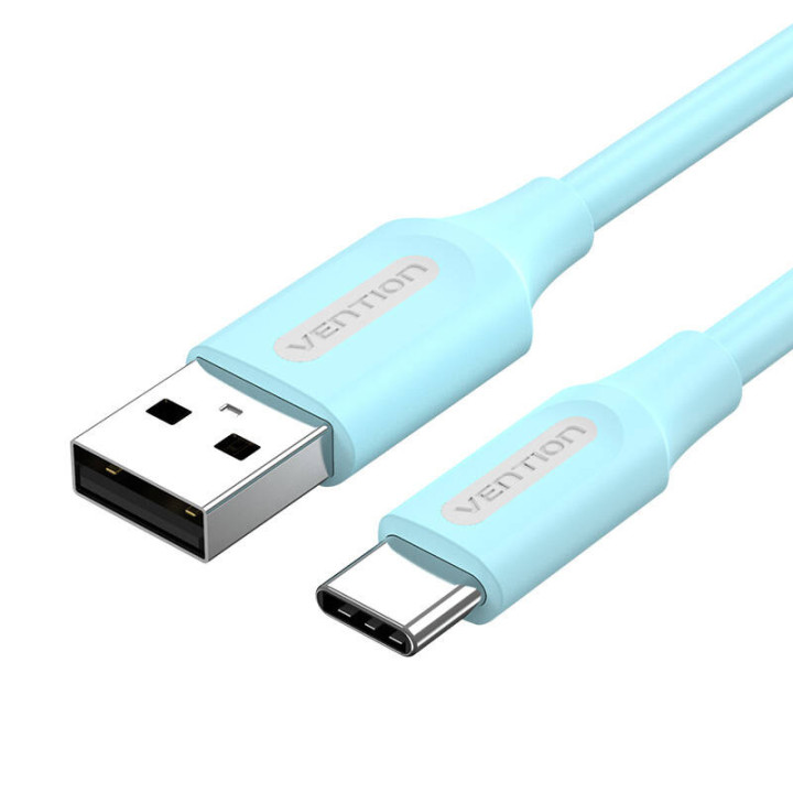 Кабель USB 2.0 A — USB-C Vention COKSF, 1 м, 3 А, светло-синий