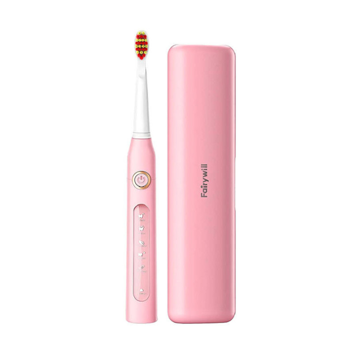 Szczoteczka soniczna z zestawem główek i etui FairyWill FW-507 Plus (różowa)