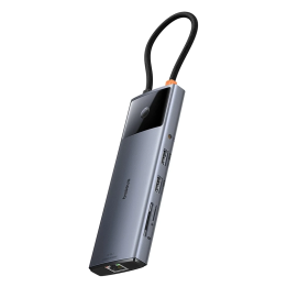 Hub 10in1 Baseus Metal Gleam II Series, USB-C to 1xHDMI, USB-A (10Gbps), USB-C, 2xUSB-A, Ethernet RJ45, SD/TF card, mini-jack 3,