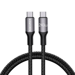 Кабель для быстрой зарядки Rocoren USB-C to USB-C Retro Series 2м 240Вт (серый)