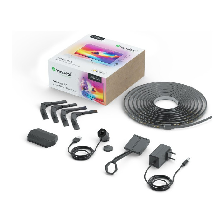 Nanoleaf 4D TV Screen Mirror Lightstrips Starter Kit - intelligent TV screen backlight system up to 85' (camera, 5.2m LED strip)