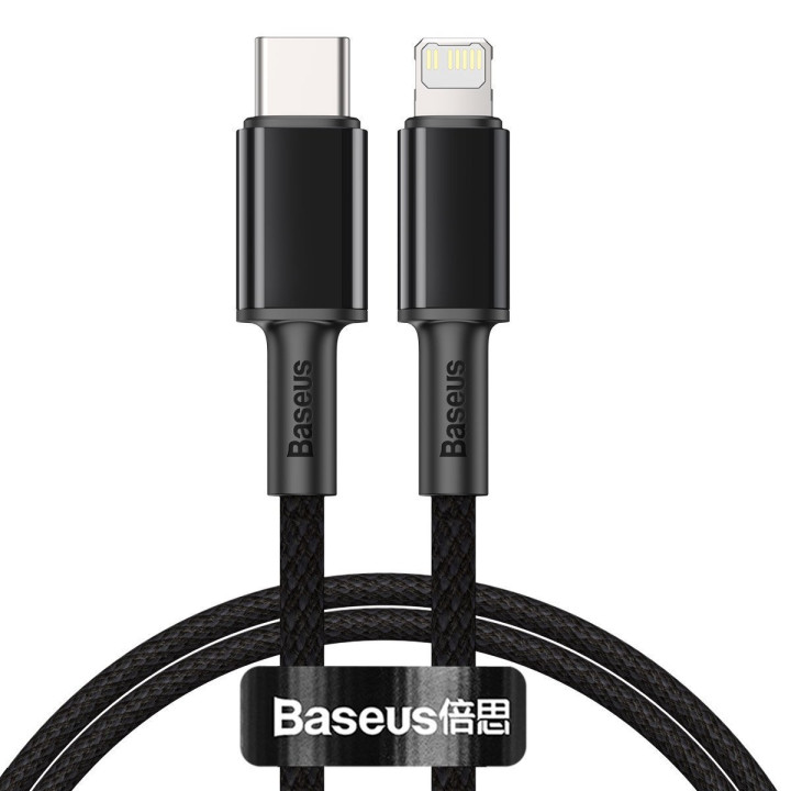Плетеный кабель Baseus высокой плотности, тип C — Lightning, PD, 20 Вт, 2 м (черный)