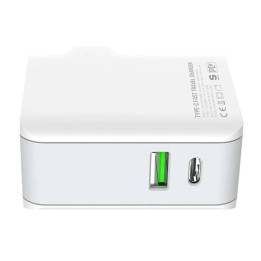Зарядное устройство LDNIO A4403C USB, USB-C 20 Вт + USB-C - кабель Lightning
