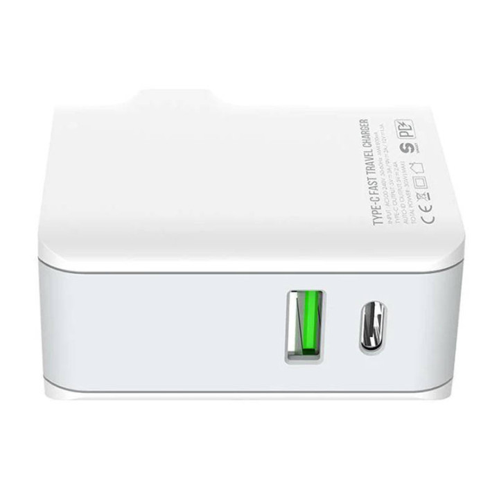 Зарядное устройство LDNIO A4403C USB, USB-C 20 Вт + USB-C - кабель Lightning