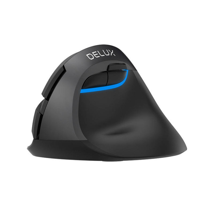 Ratón vertical inalámbrico Delux M618Mini DB BT+2.4G 2400DPI (negro)