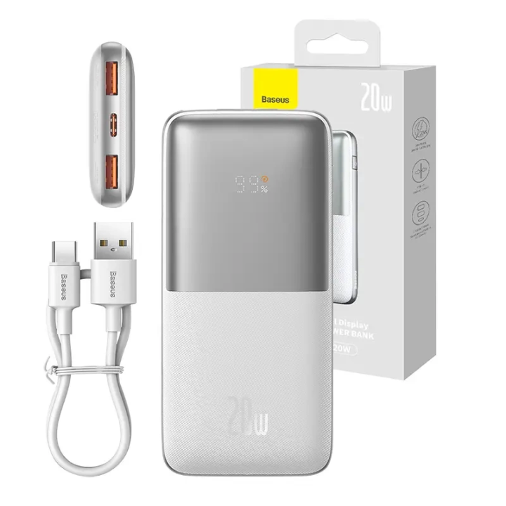 Powerbank Baseus Bipow Pro 10000mAh, 2xUSB, USB-C, 20W (blanco)