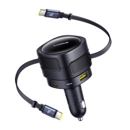 Baseus Enjoyment Max cargador de coche con cables USB-C+USB-C y puertos USB-A+USB-C 90W Negro
