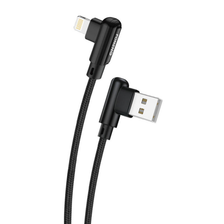 Cable USB en ángulo para Lightning Foneng X70, 3A, 1m (negro)
