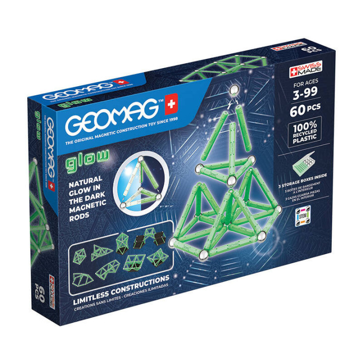 Светящиеся переработанные магнитные блоки 60 шт. GEOMAG GEO-338