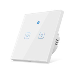 Woolley 2-Gang Smart WiFi eWeLink Wand-Touch-Schalter mit integriertem Radar-Bewegungssensor (weiß)