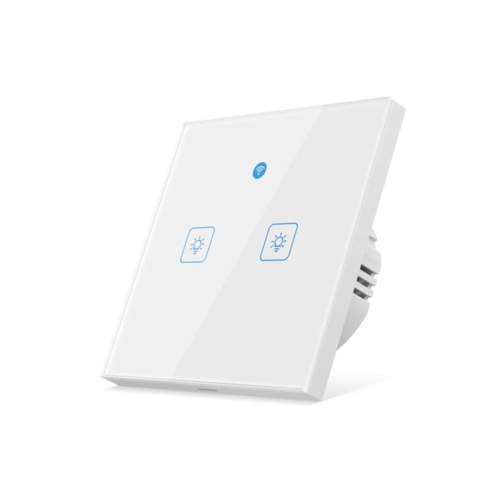 Woolley 2-Gang Smart WiFi eWeLink Wand-Touch-Schalter mit integriertem Radar-Bewegungssensor (weiß)