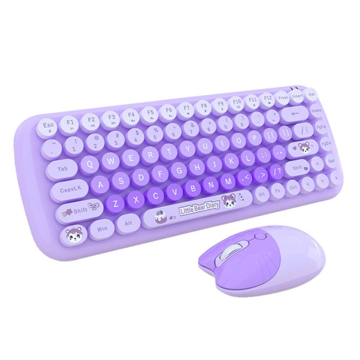 MOFII Candy Nuevo juego de teclado y mouse inalámbricos 2.4G (púrpura)