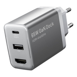 Vention FJAH0-EU Cargador de red USB(C+A)+HDMI GaN (60W/5W/4K@60Hz) (gris)