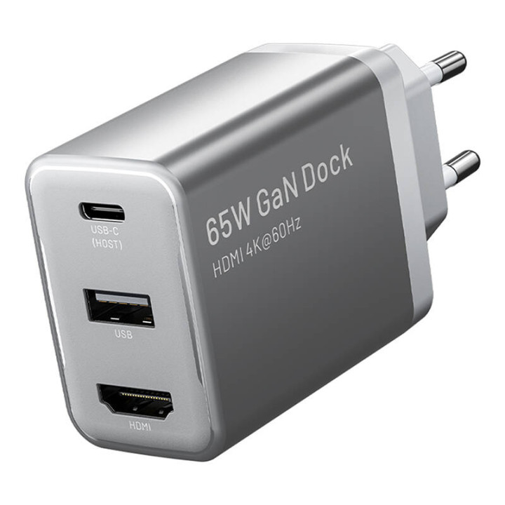 Vention FJAH0-EU Cargador de red USB(C+A)+HDMI GaN (60W/5W/4K@60Hz) (gris)